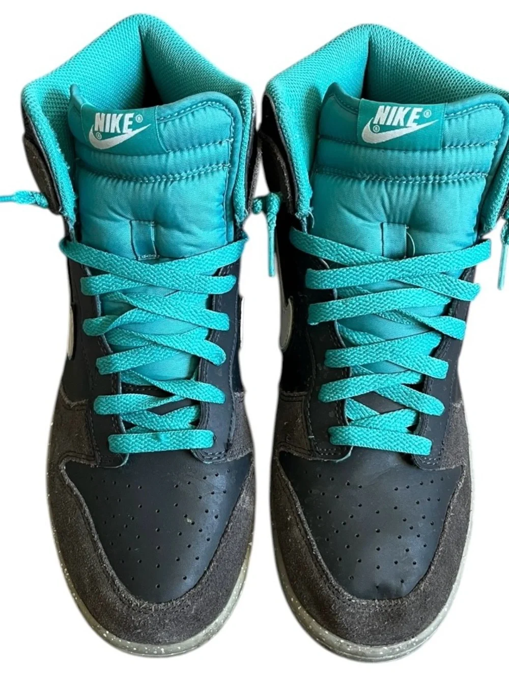 Nike Dunk High Anthracite Turquoise 2012 Sneakers 317982-052‎ Mens Size 9.5